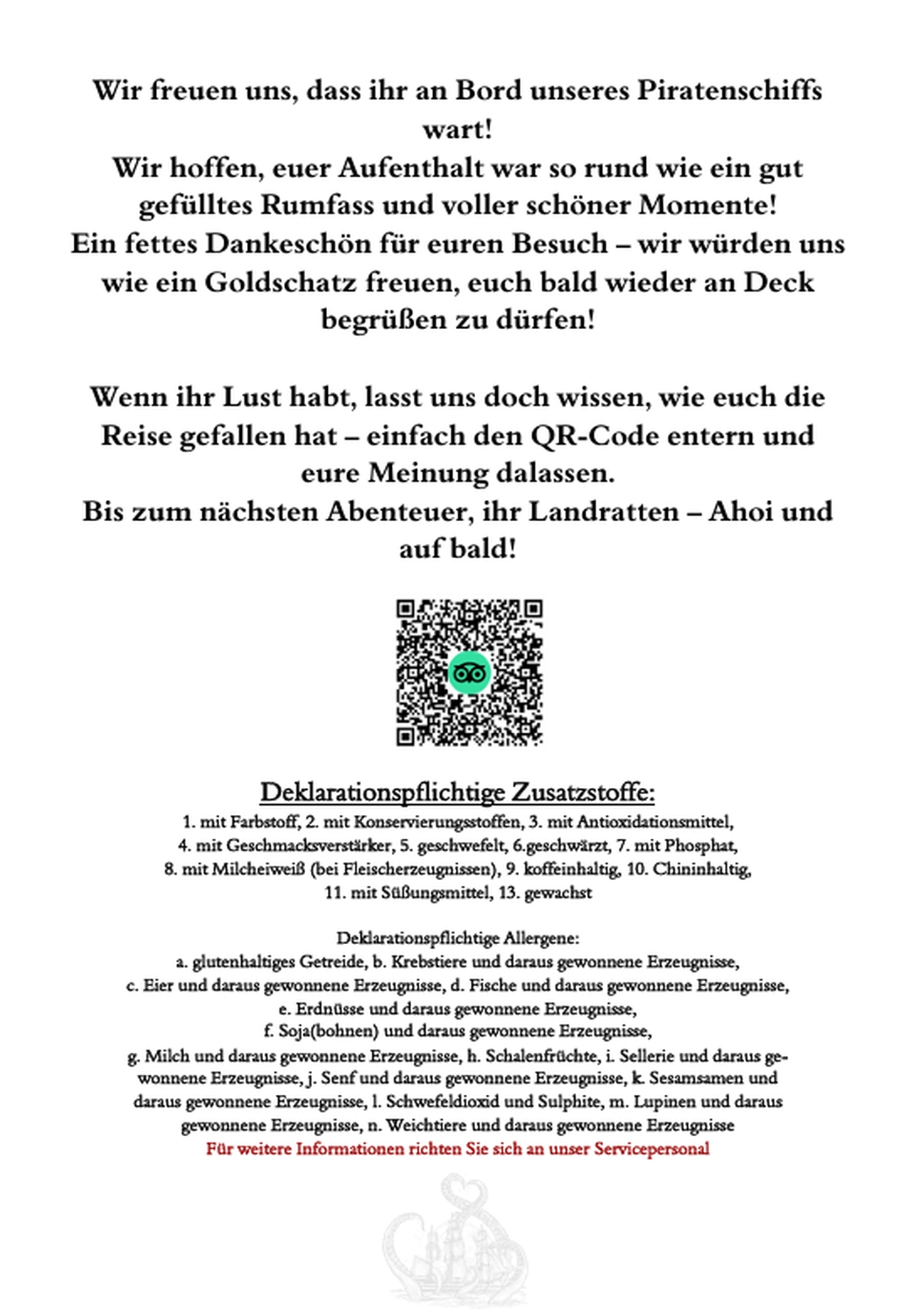 Black Pearl – Restaurant – Speisekarte